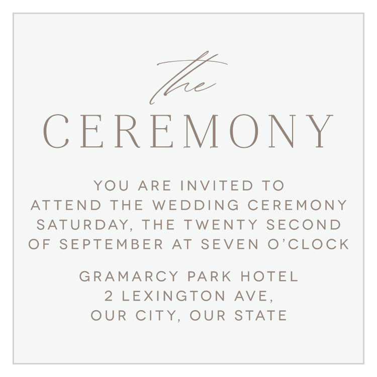 Romantic Type Ceremony Cards