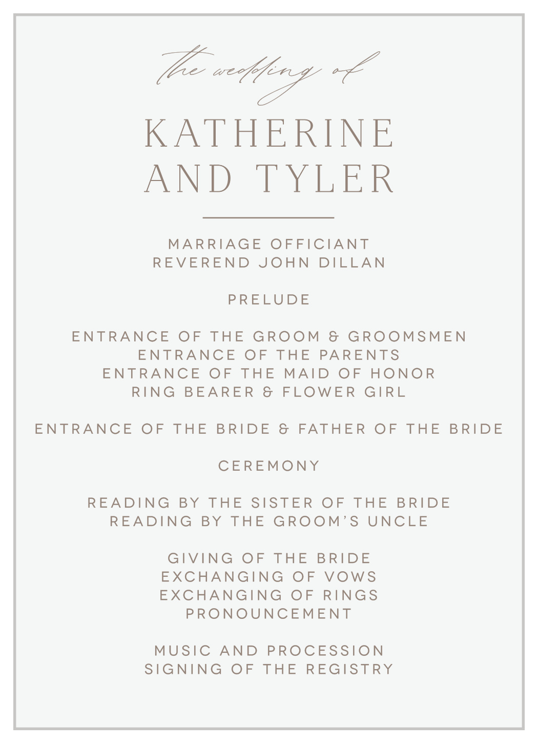 Romantic Type Wedding Programs