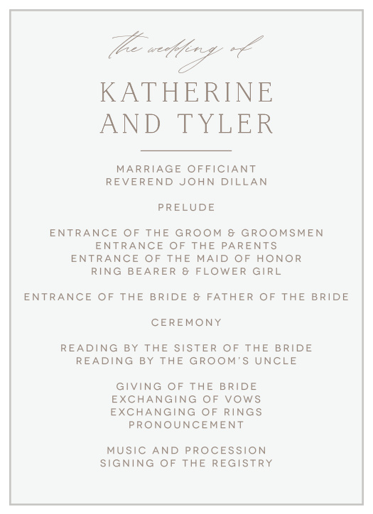 Romantic Type Wedding Programs
