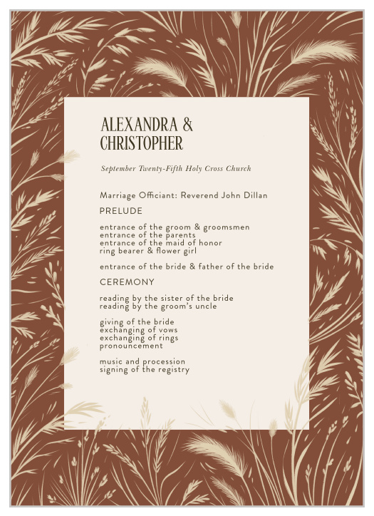 Prairie Meadow Wedding Programs