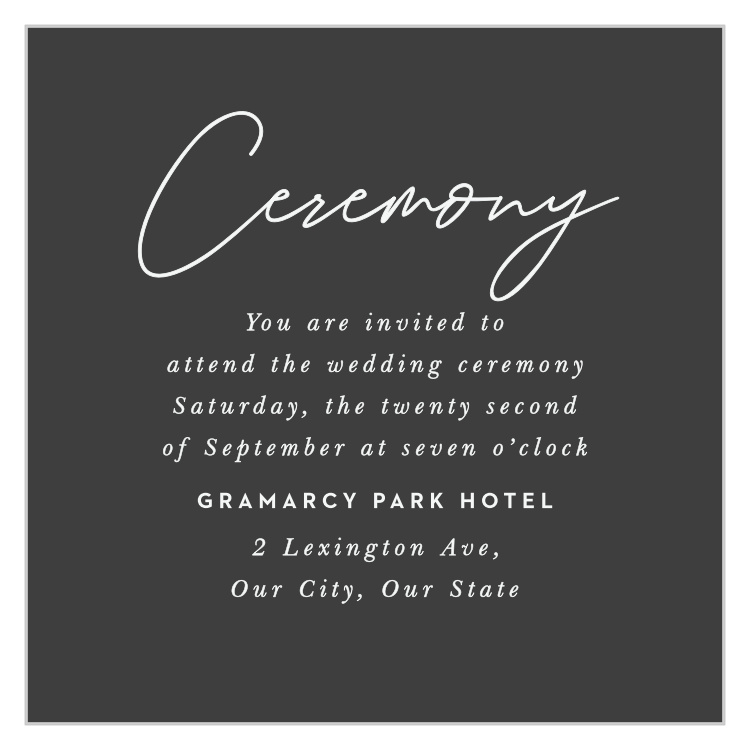 Simply Highlighted Ceremony Cards