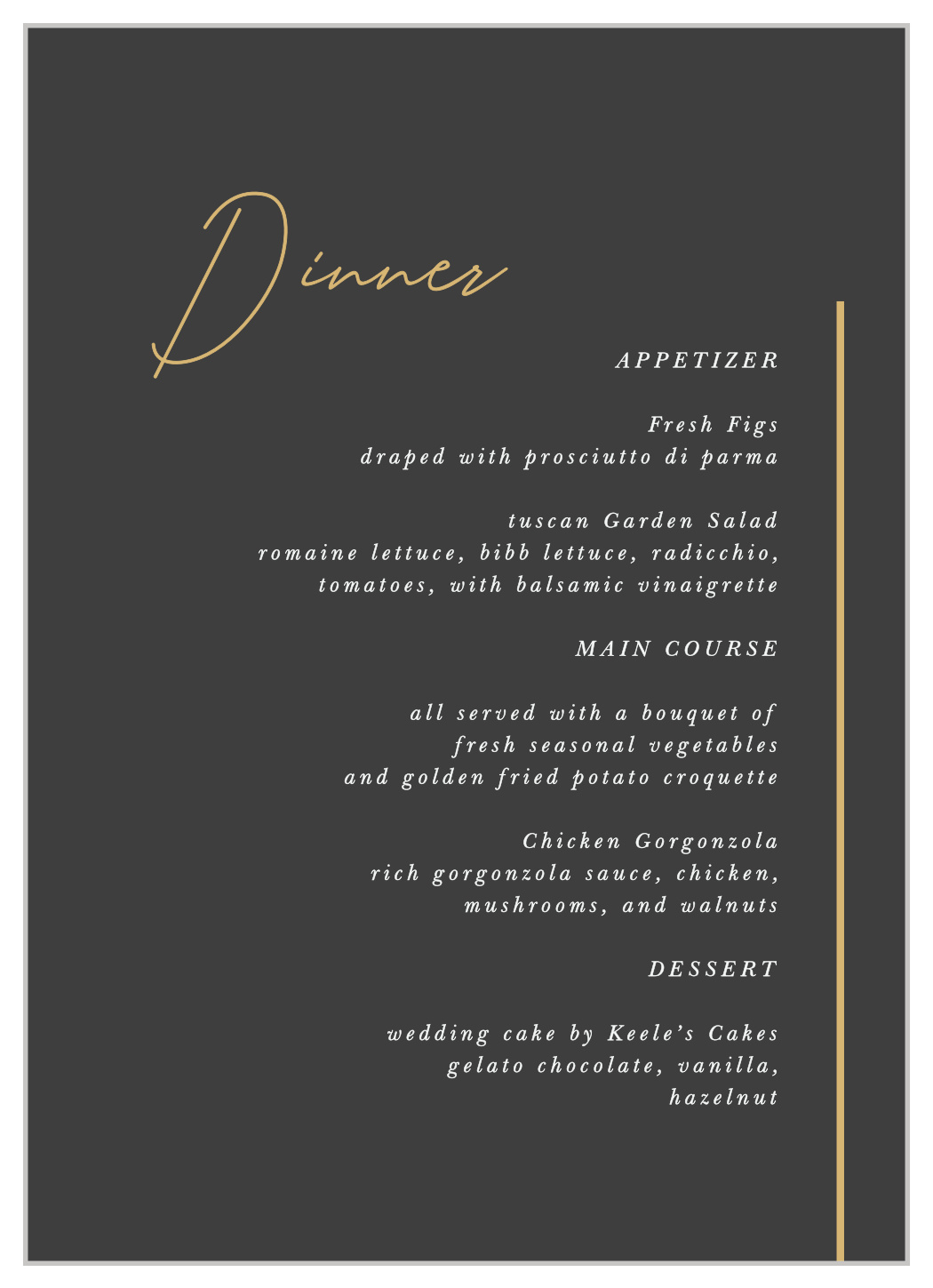 Simply Highlighted Wedding Menus