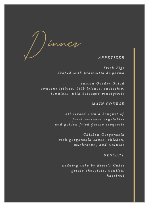 Simply Highlighted Wedding Menus