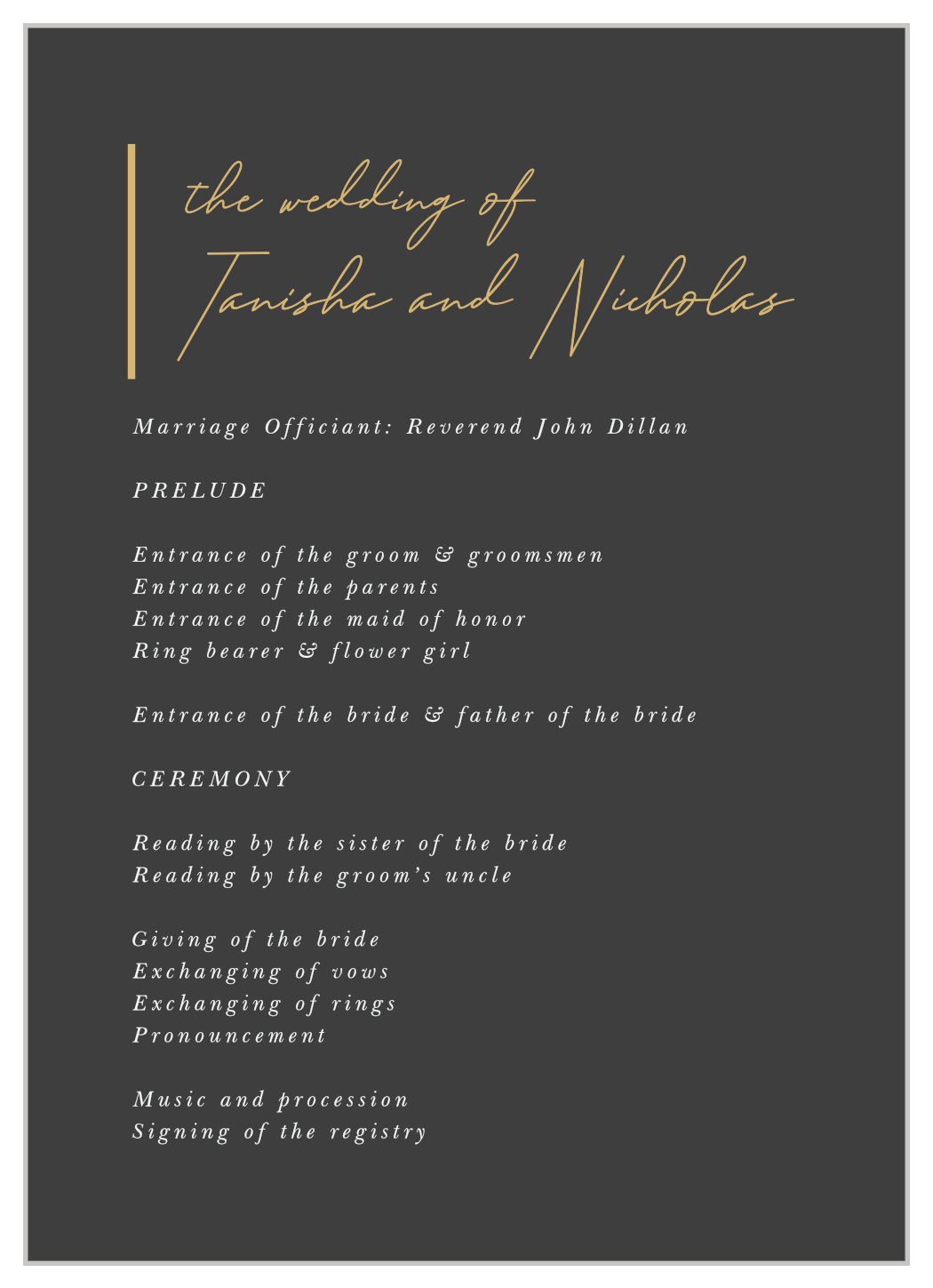 Simply Highlighted Wedding Programs