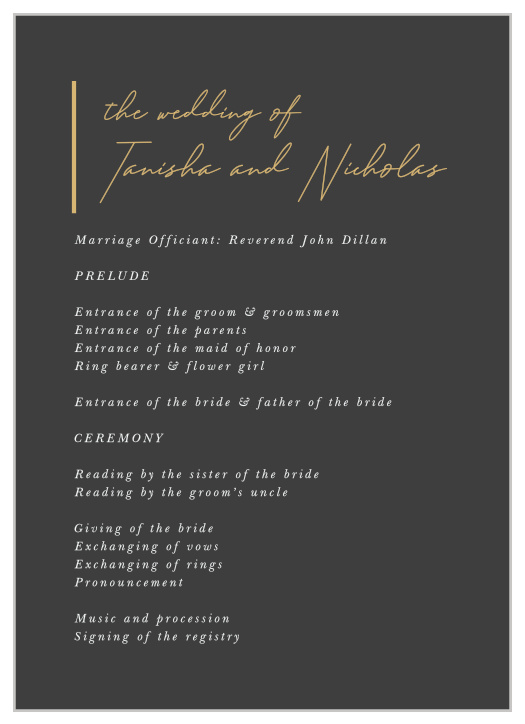 Simply Highlighted Wedding Programs