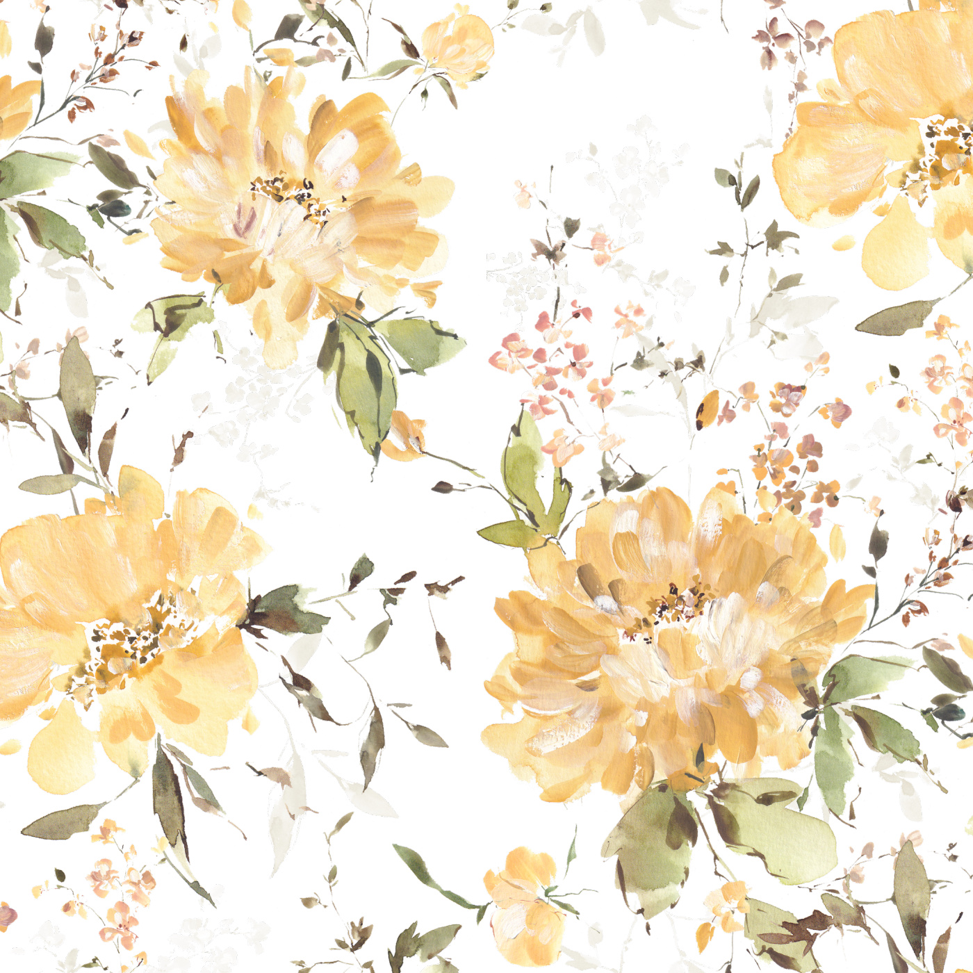Painted Blooms Wallpaper