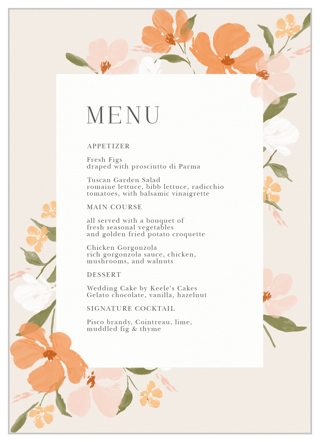 Colorful Cosmos Wedding Menus
