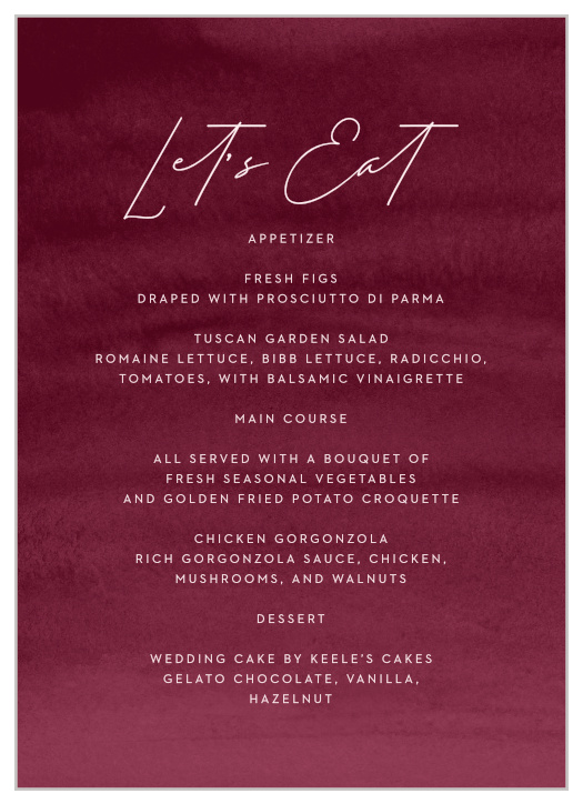 Watercolor Mood Wedding Menus