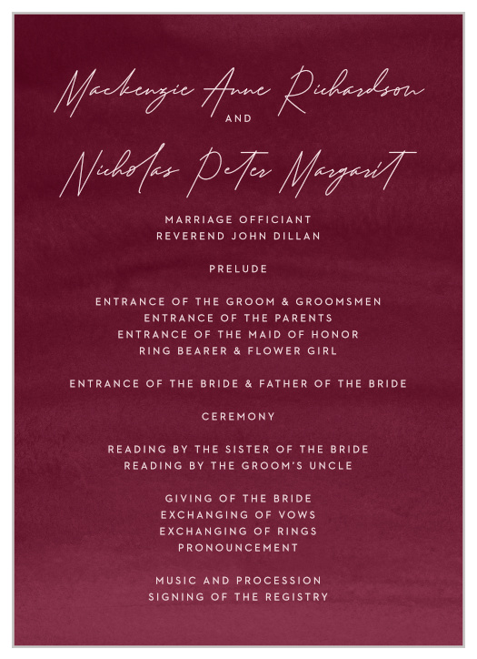 Watercolor Mood Wedding Programs