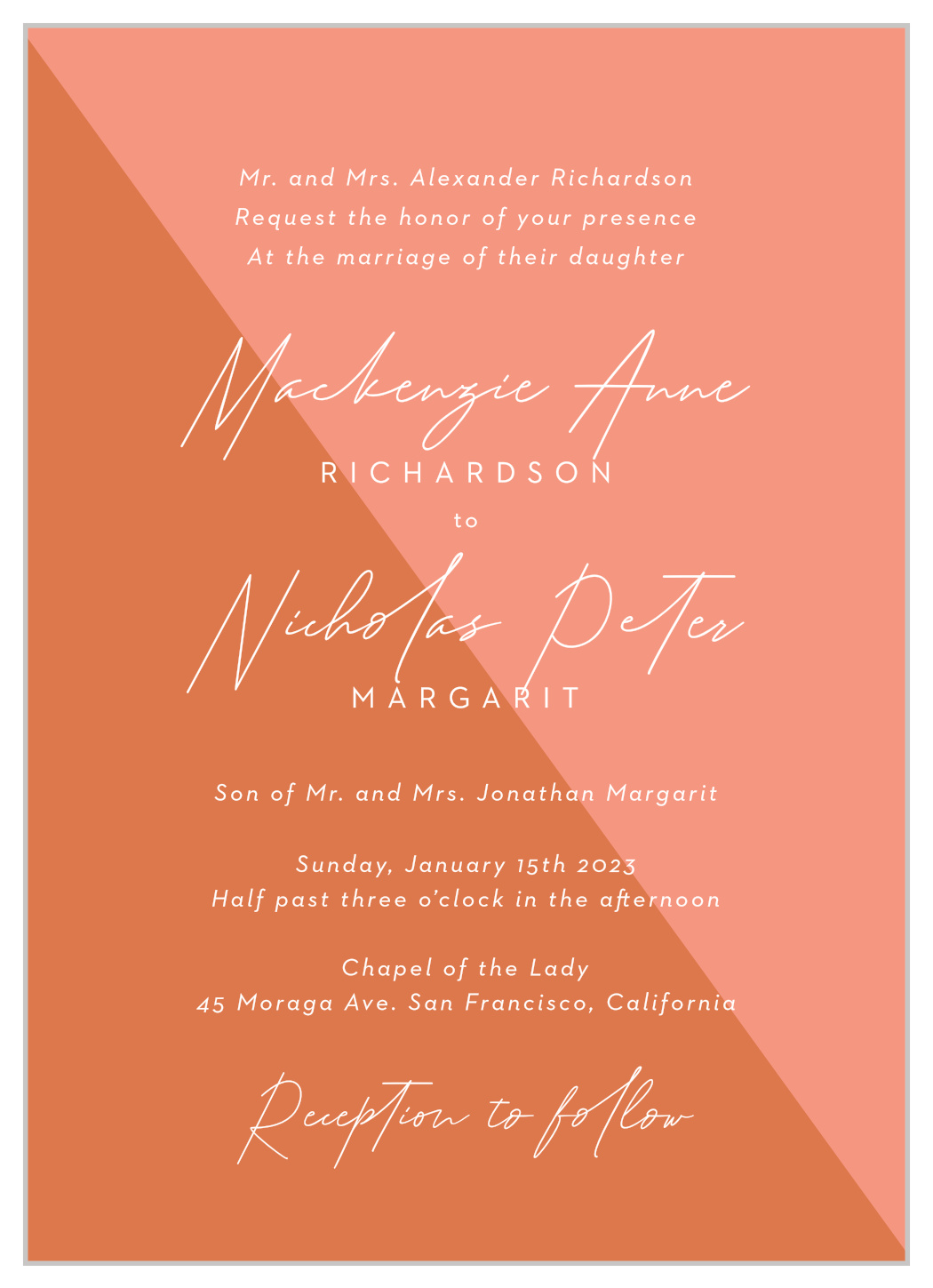 Color Split Wedding Invitations