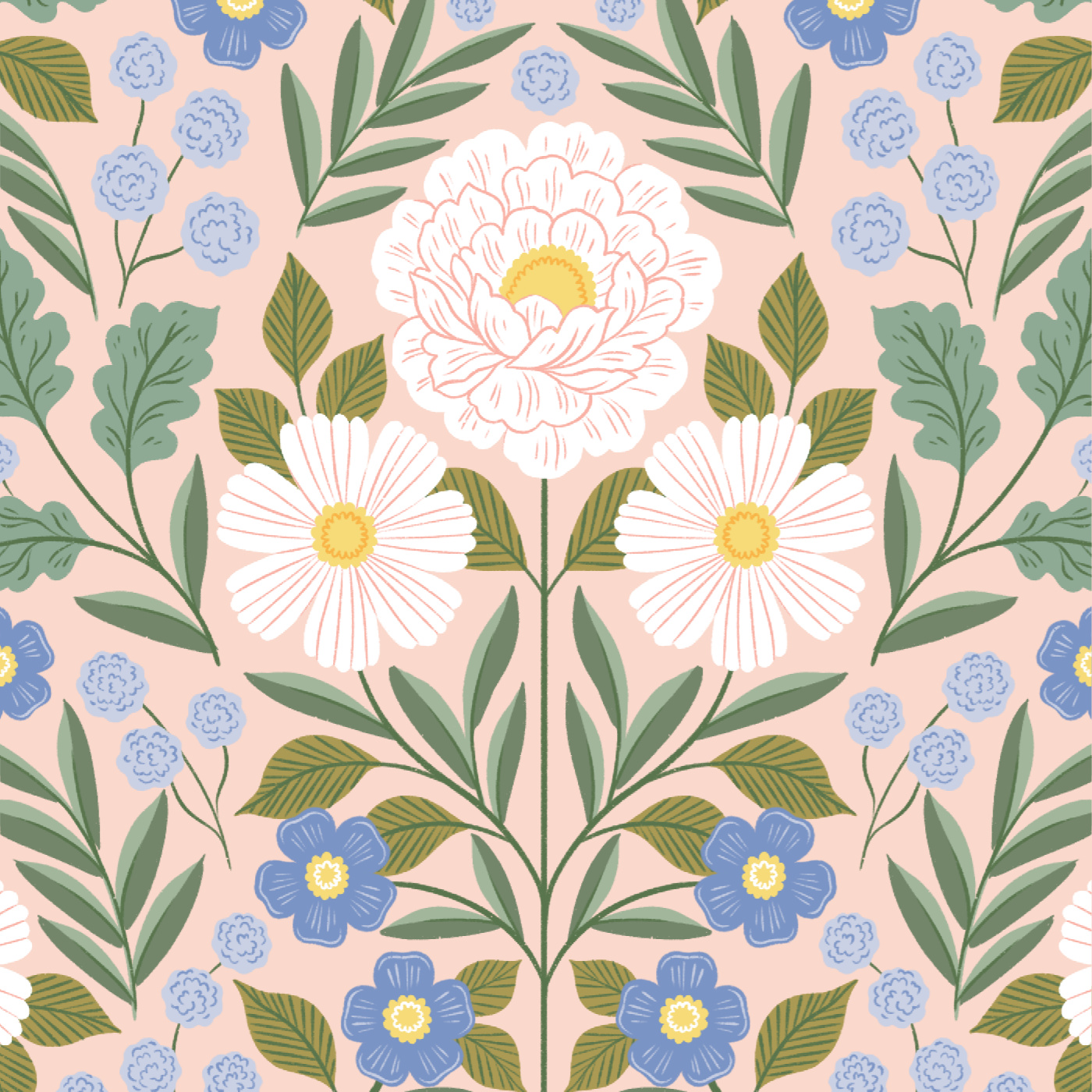 White Peony Garden Wallpaper