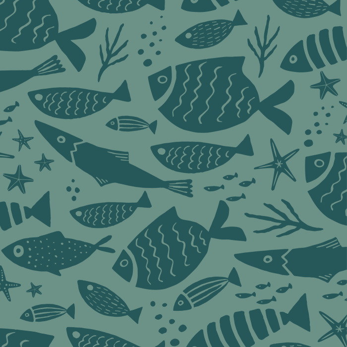 Create an underwater accent wall anywhere in your home with our Fish In The Sea Peel and Stick Wallpaper.