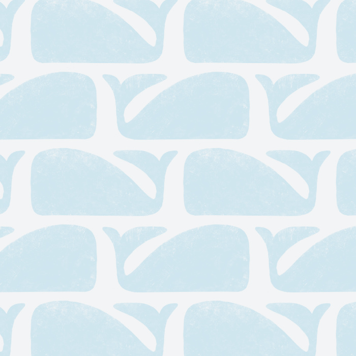 Create a nautical accent wall in any room of your home with our Stamped Whales Peel and Stick Wallpaper.