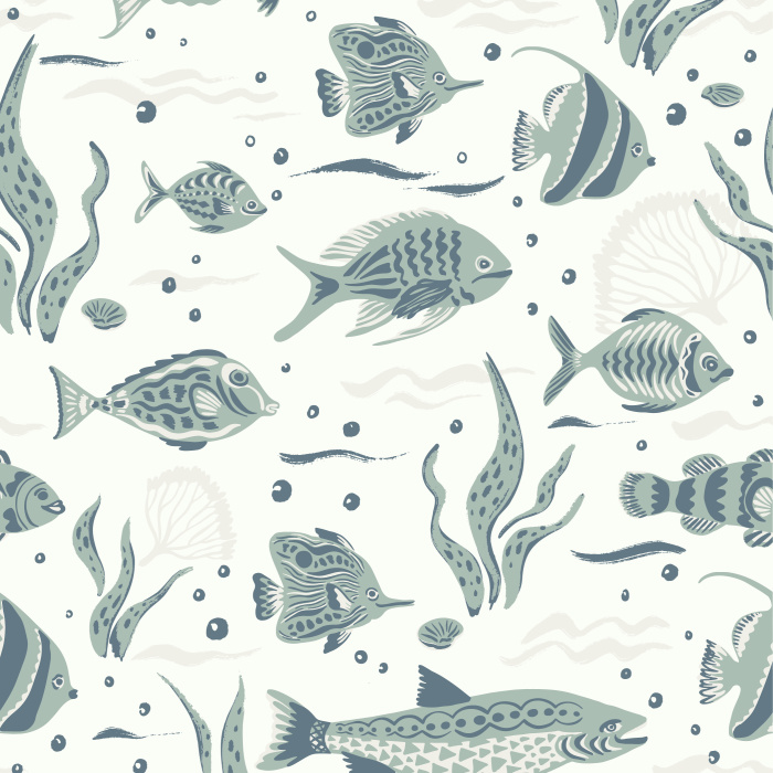 Add a nautical touch to any room in your home with our Fun Fish Peel and Stick Wallpaper.