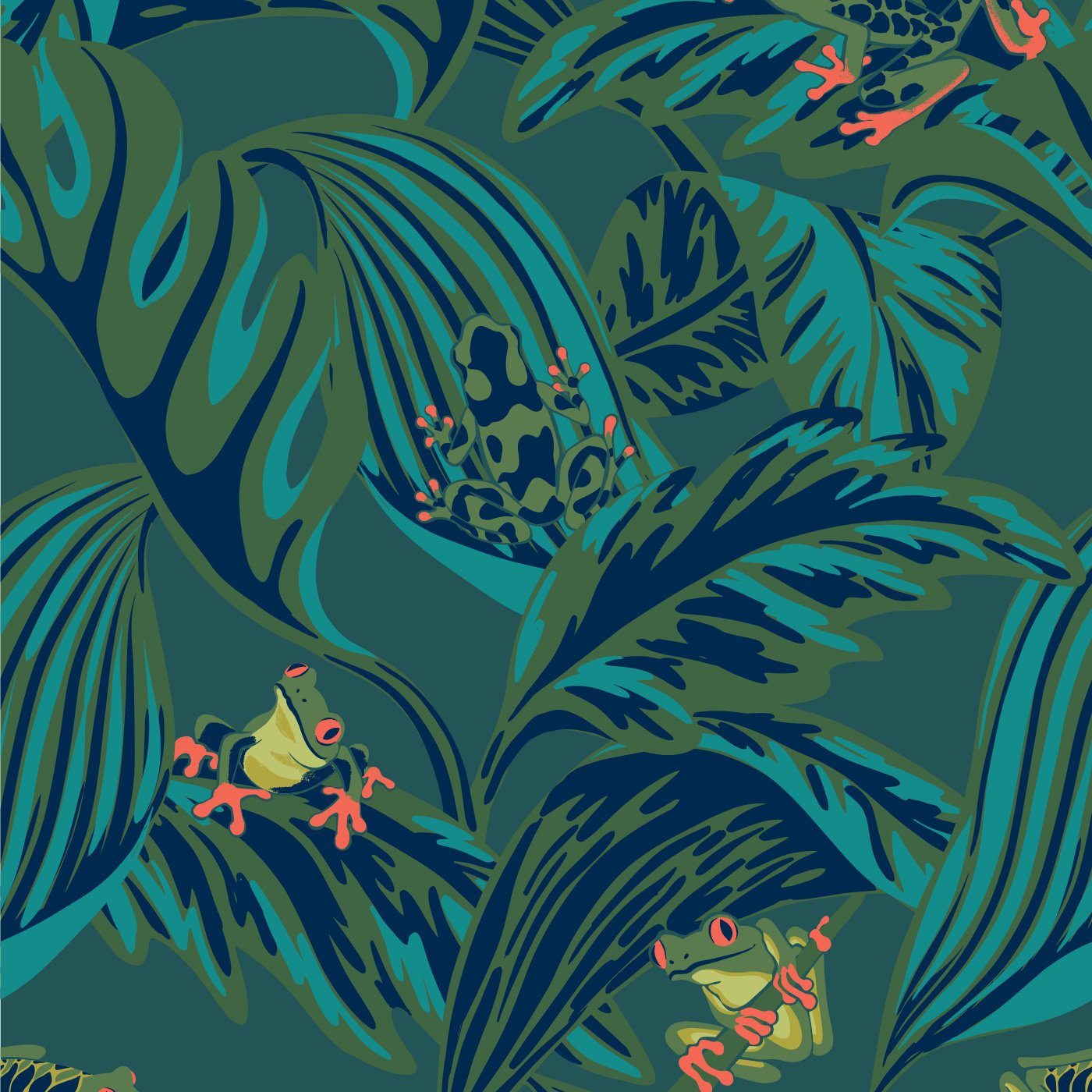 Frog Leaves Wallpaper