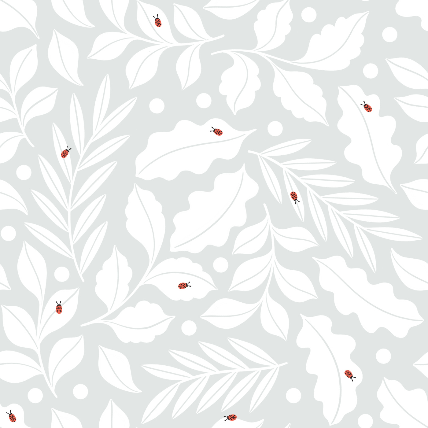 Ladybugs & Leaves Wallpaper