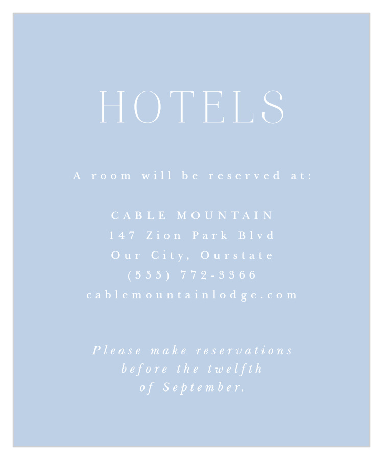 Lasting Tradition Accommodation Cards