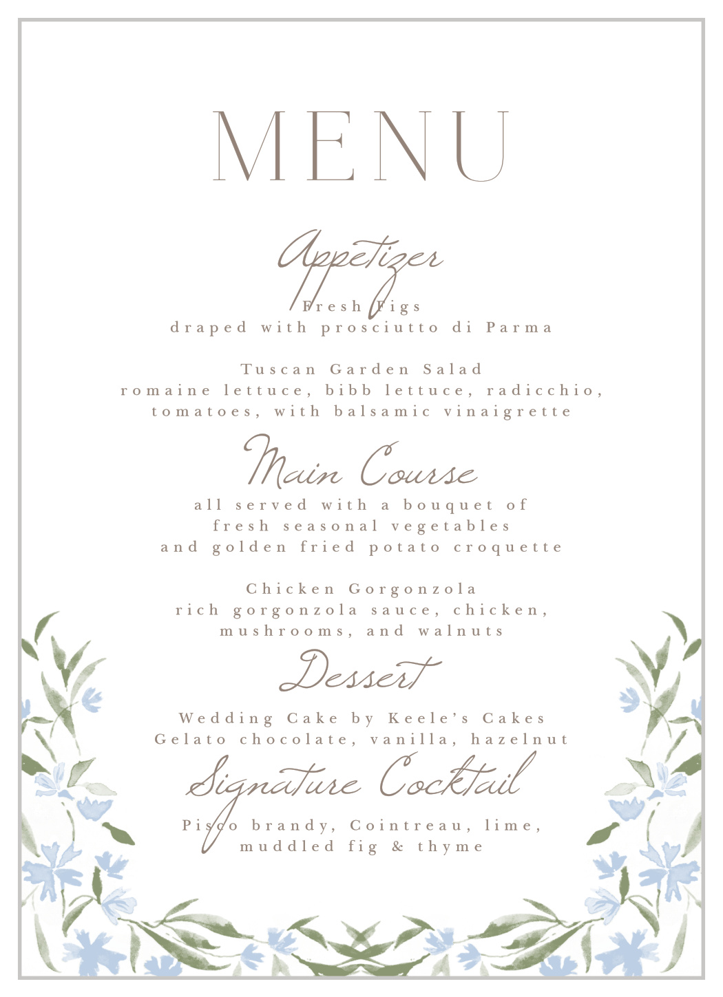 Lasting Tradition Wedding Menus