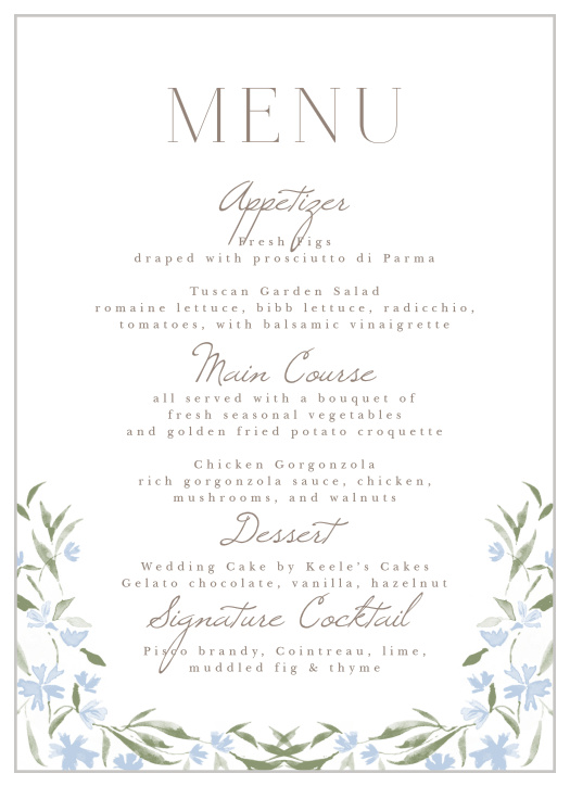 Lasting Tradition Wedding Menus