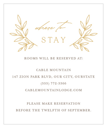Botanical Crest Accommodation Cards
