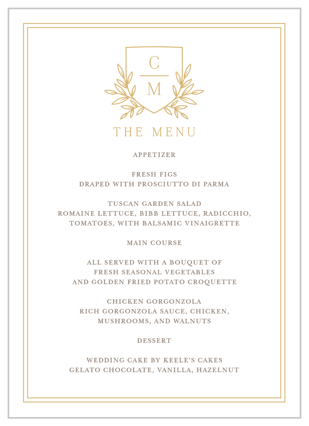 Botanical Crest Wedding Menus