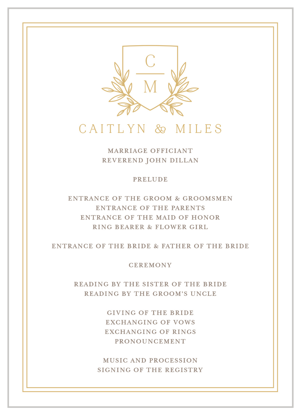 Botanical Crest Wedding Programs