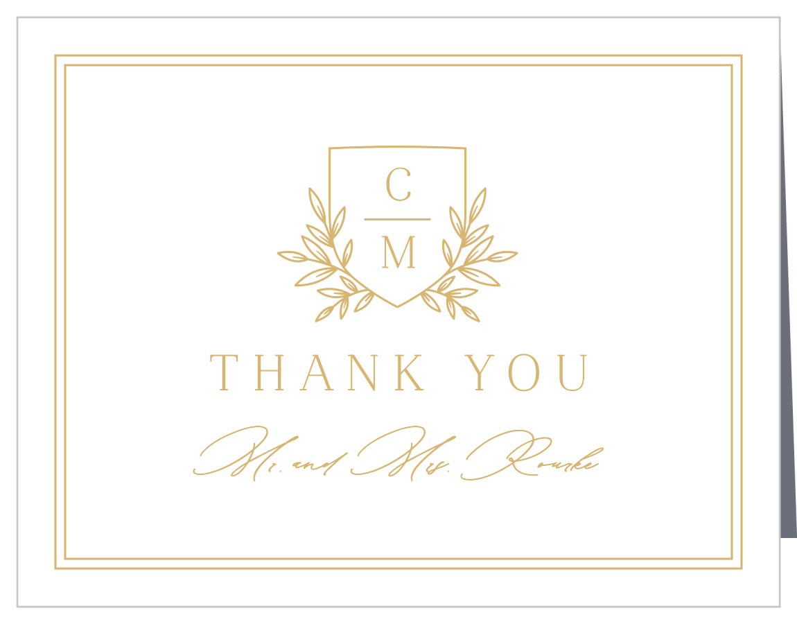 Botanical Crest Wedding Thank You Cards