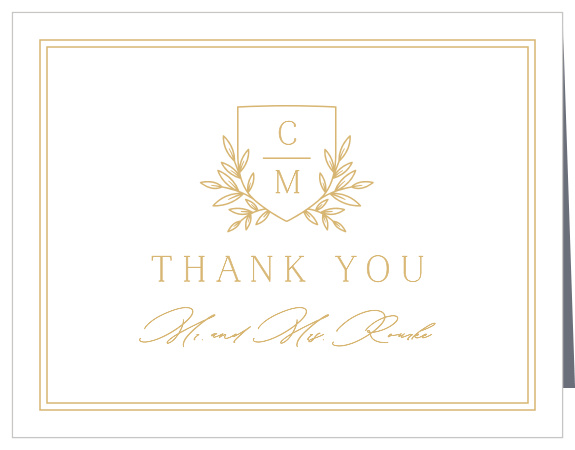Botanical Crest Wedding Thank You Cards