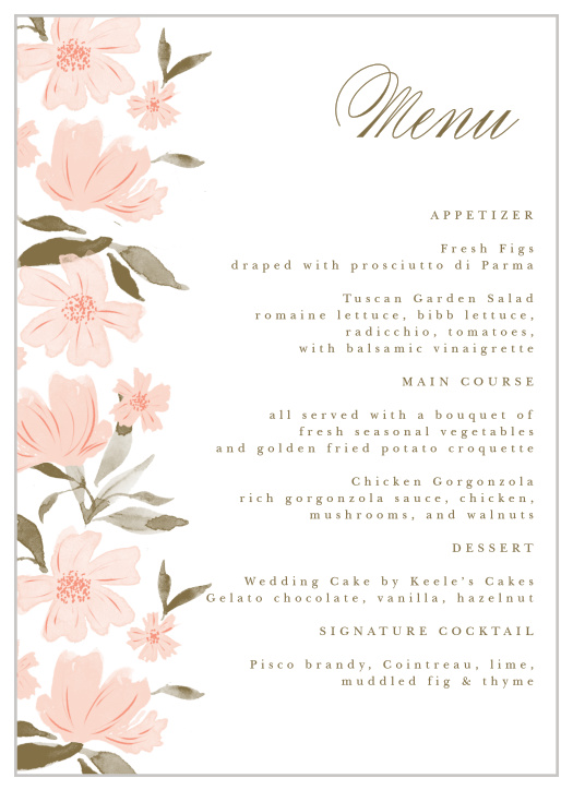 Sprint Bounty Wedding Menus