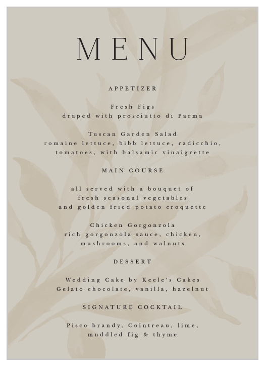 Still Waters Wedding Menus