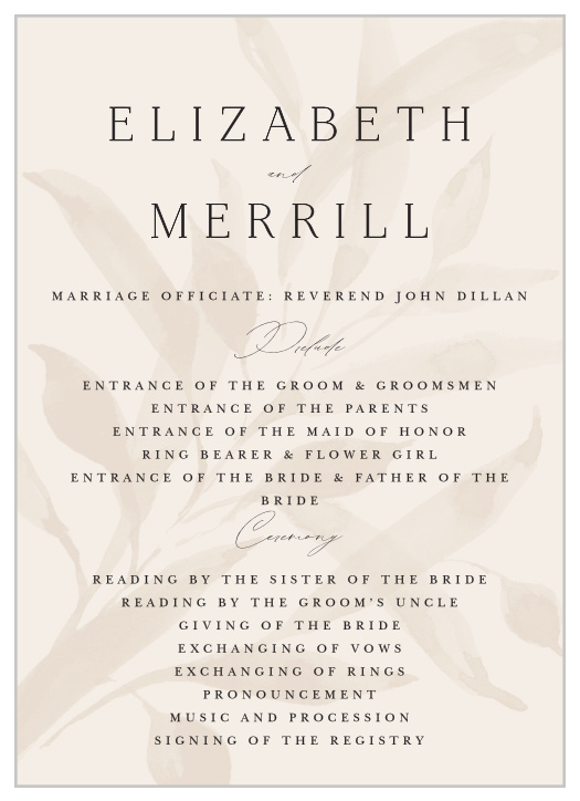 Still Waters Wedding Programs