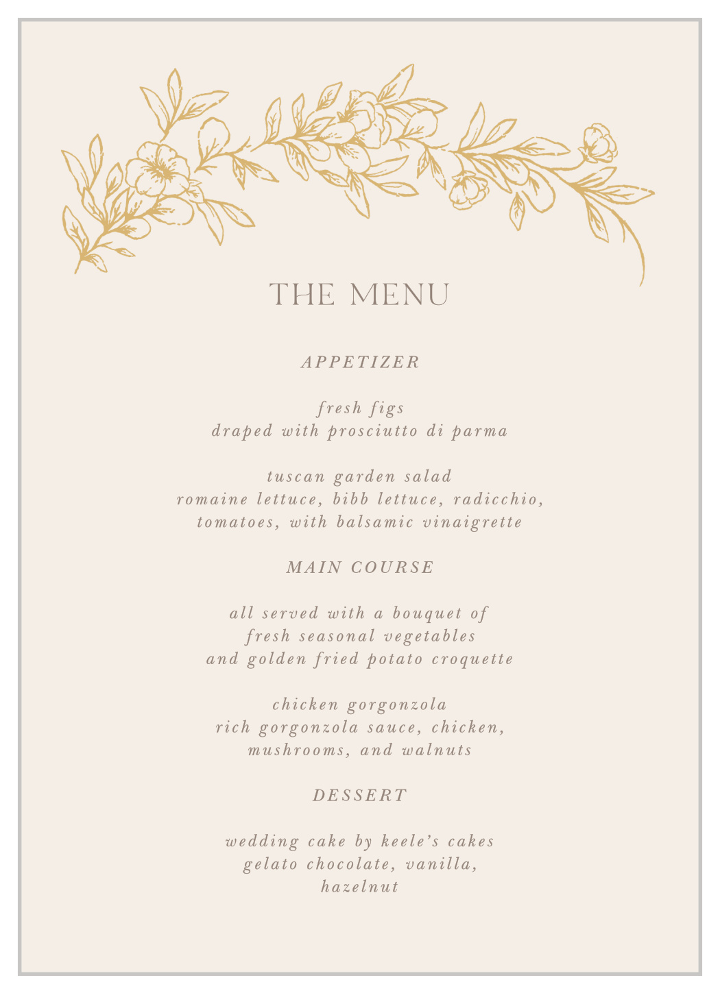 Romantic Garden Wedding Menus