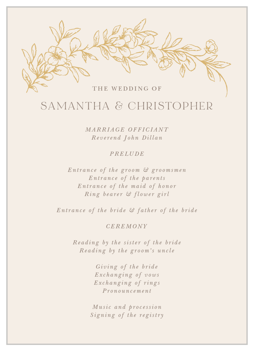 Romantic Garden Wedding Programs