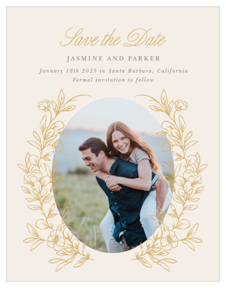 Share the big news of your engagement with family and friends when you send out our Romantic Garden Save the Date Magnets. 