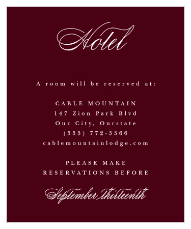 Fancy Filigree Accommodation Cards