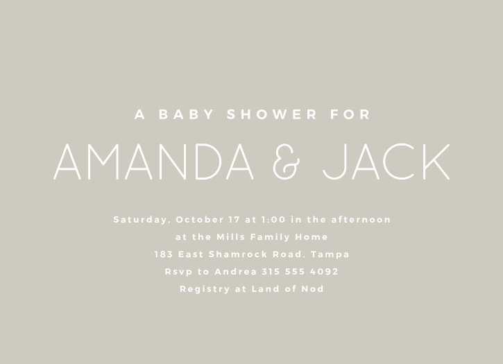 A suite that is as classy as you are. The Classy Couple Baby Shower Invitations offers a minimalist design perfectly complements The Classy Couple Baby Shower Thank You Card counterpart. Everything you see is customizable, choose your colors, text, and fonts. 

