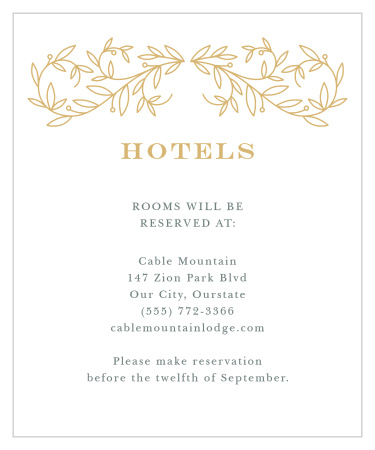 Swirling Vines Accommodation Cards