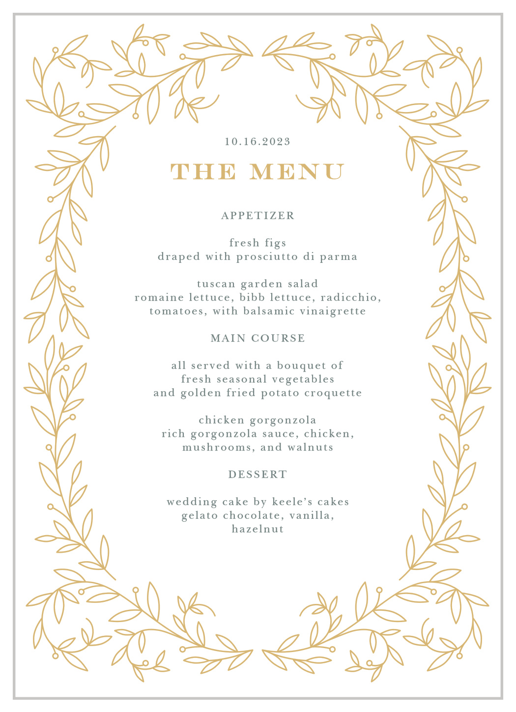 Swirling Vines Wedding Menus
