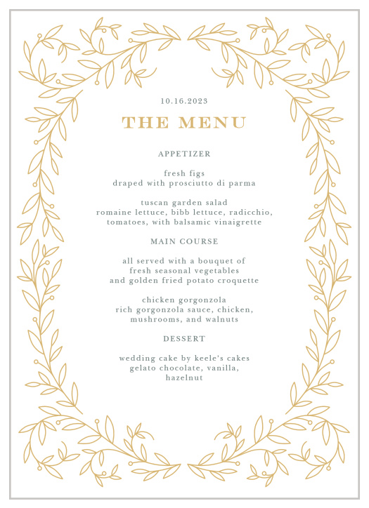 Swirling Vines Wedding Menus