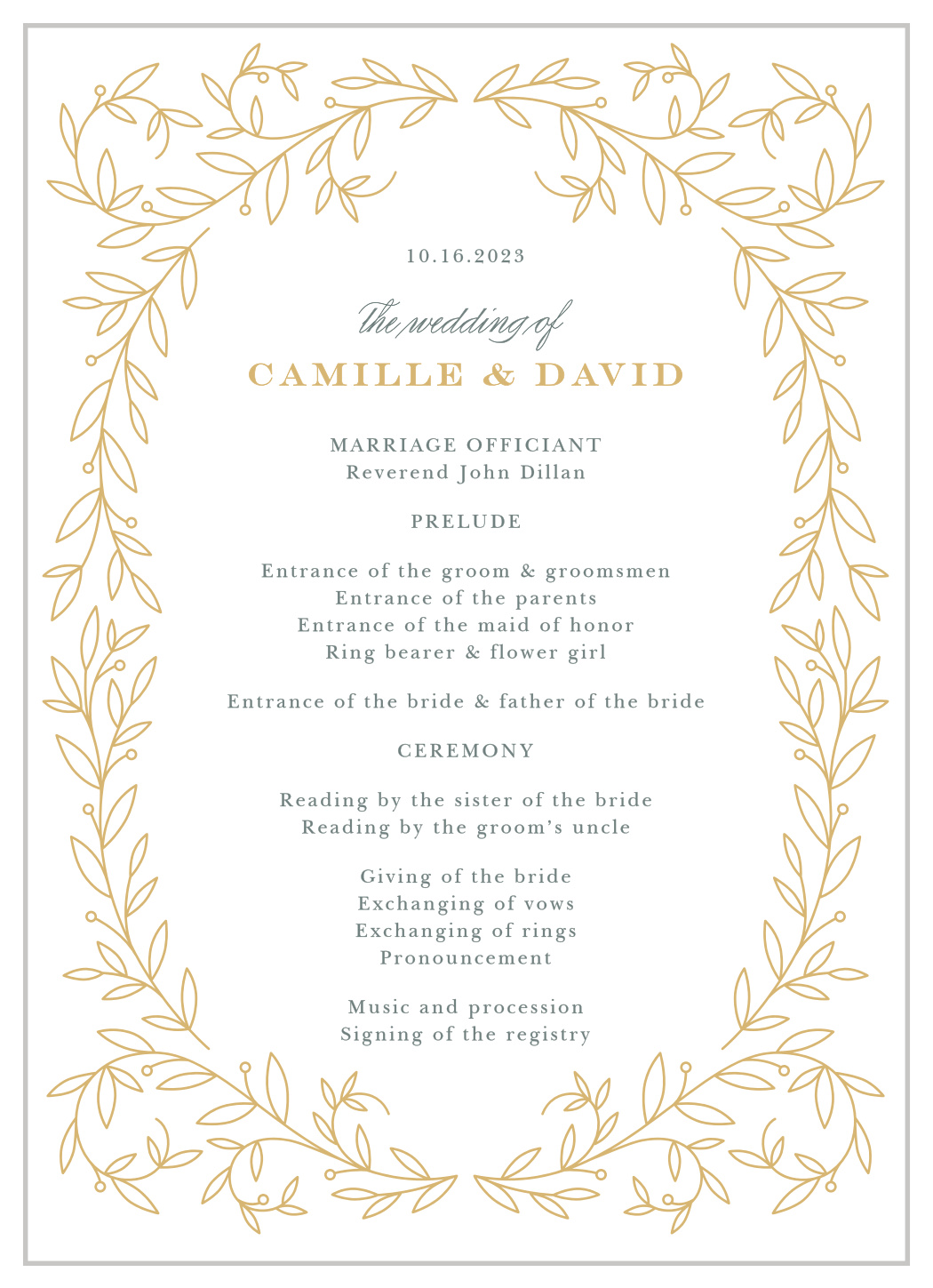 Swirling Vines Wedding Programs