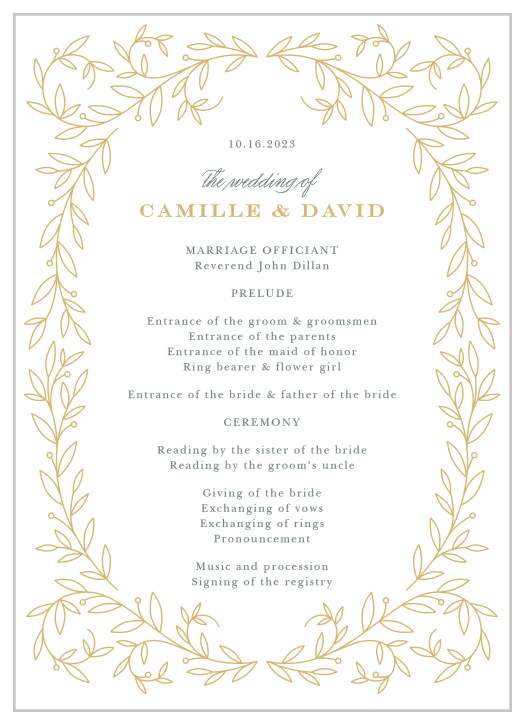 Swirling Vines Wedding Programs