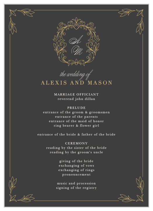 Ornate Baroque Wedding Programs
