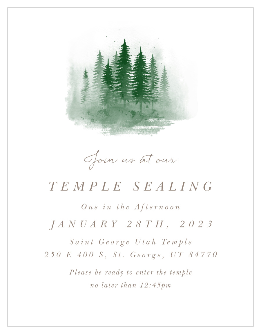 Watercolor Pines LDS Temple Sealing Cards