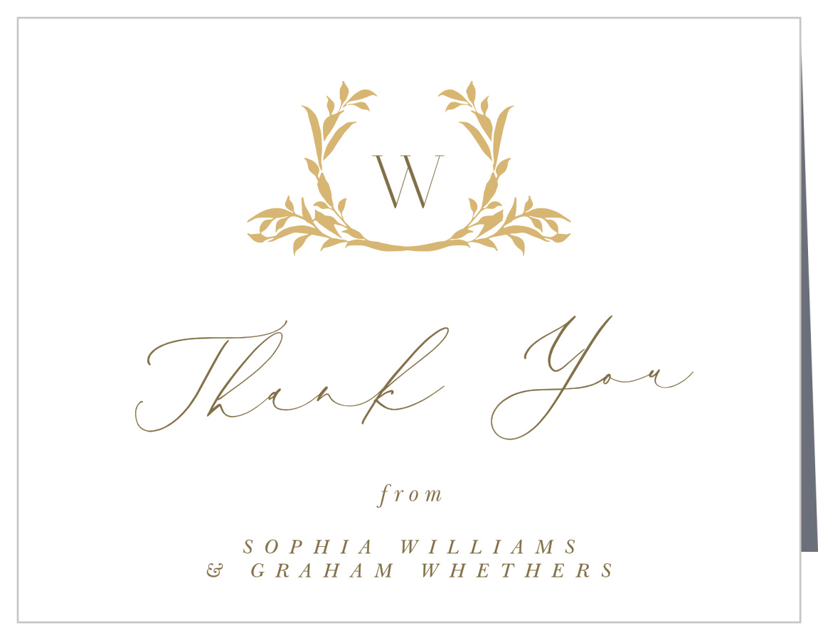 Golden Crest Wedding Thank You Cards