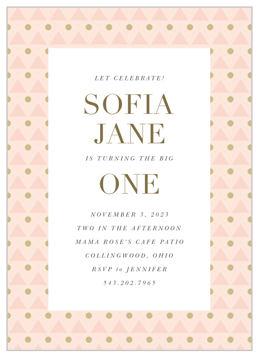 Announce your little one's big day with our Triangle Elegance First Birthday Invitations. 