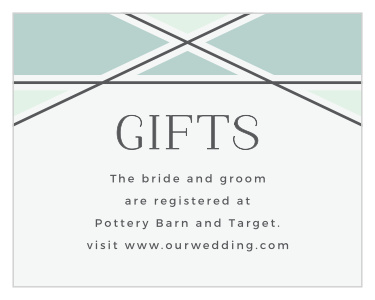 Be sure family and friends know where you would like your wedding gifts from when you send our  Simple Lines Registry Cards.