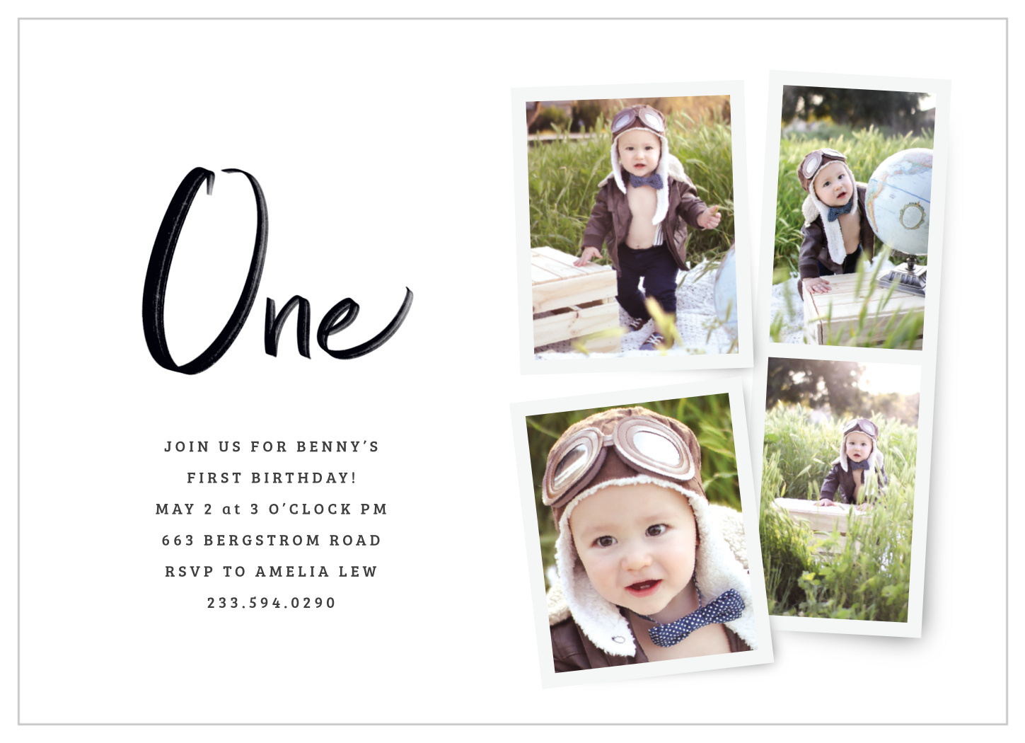 Photo Album First Birthday Invitations