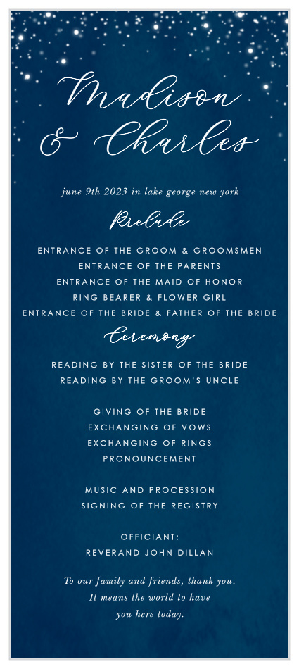 Our Stars Will Align Tea Wedding Programs walk family and friends through your ceremony. 