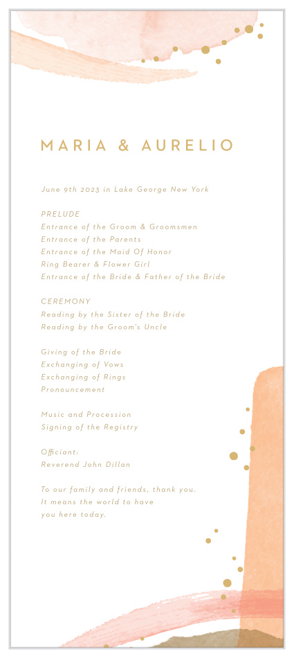 Keep family and friends up-to-date throughout your ceremony with our Modern Desert Tea Wedding Programs.