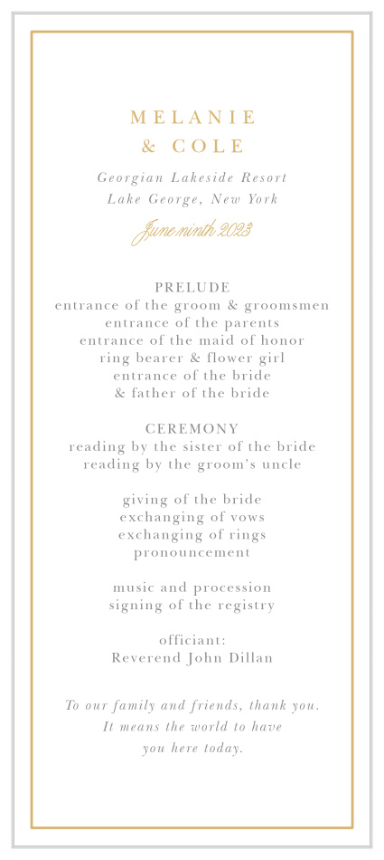Help keep your guests on the same page with our Completely Centered Tea Wedding Programs. 